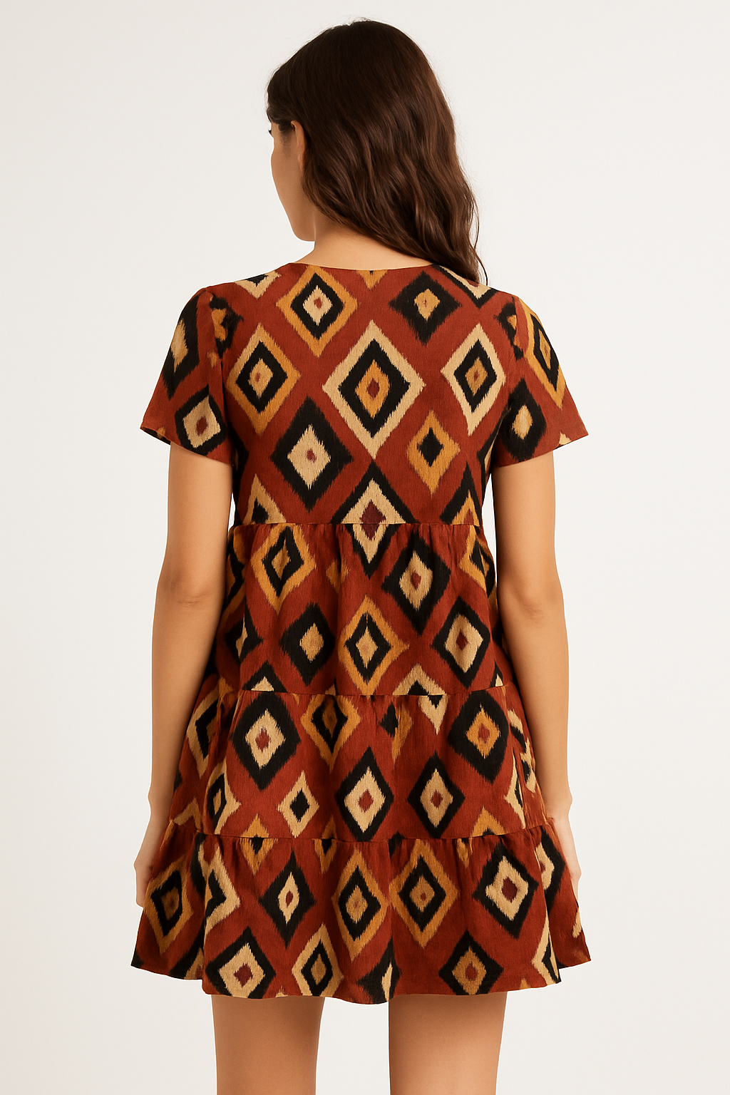 "Marrakech" Boho Geometric Tiered Mini Dress