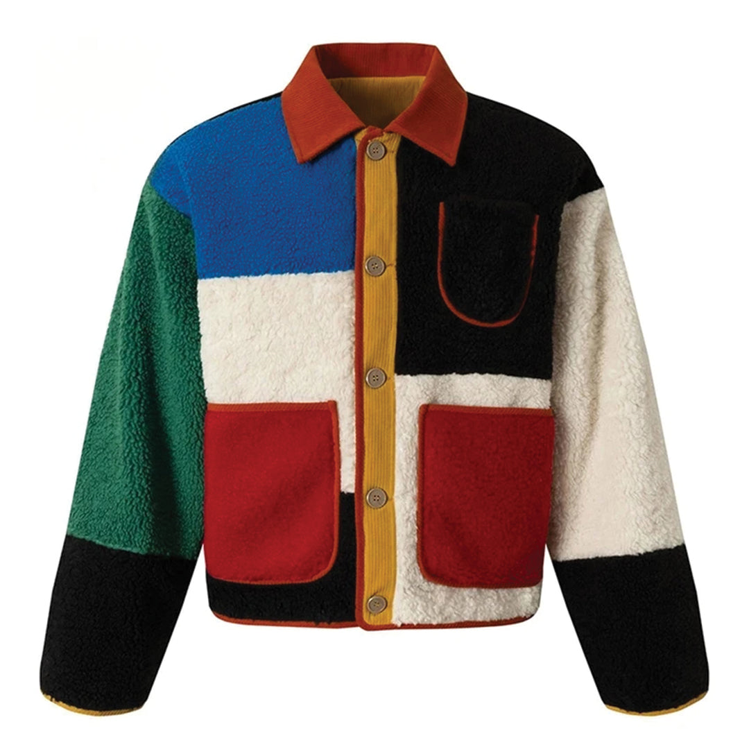 Patchwork Cargo Denim Jakke
