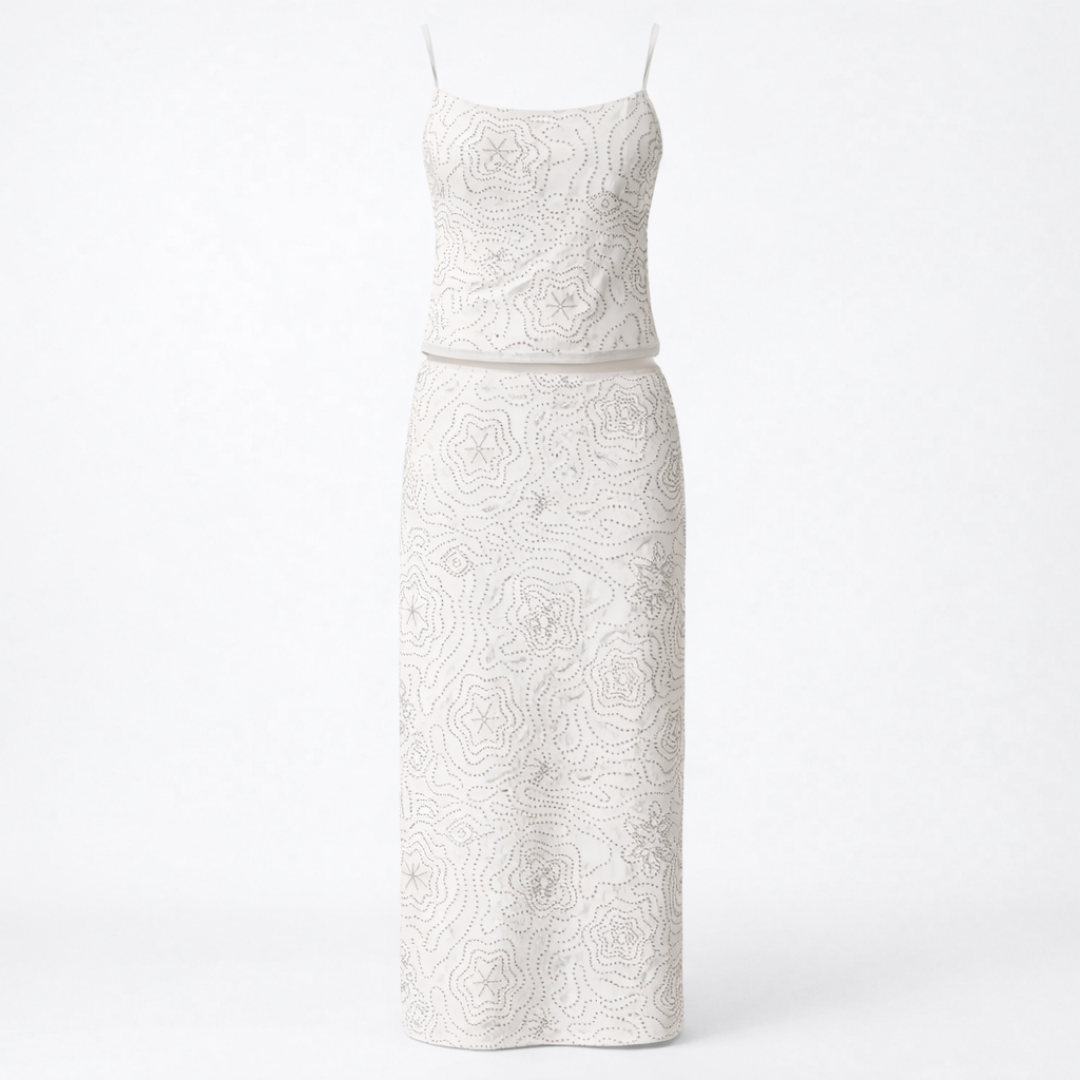 Dame Hvid Perlebesat Tanktop - Ærmeløs