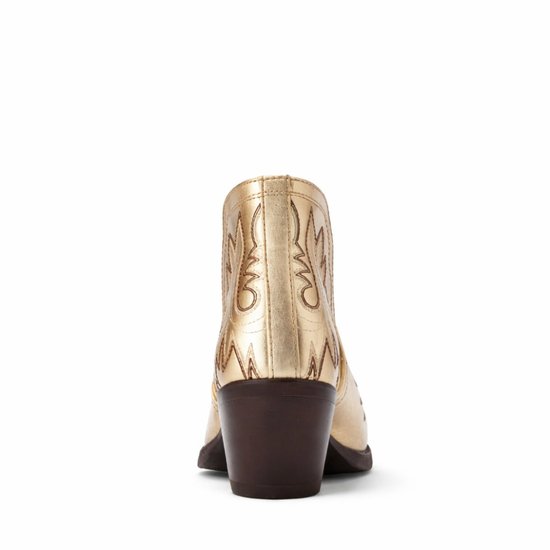 Ladies Gold Ankle Boots - Buckle Detail