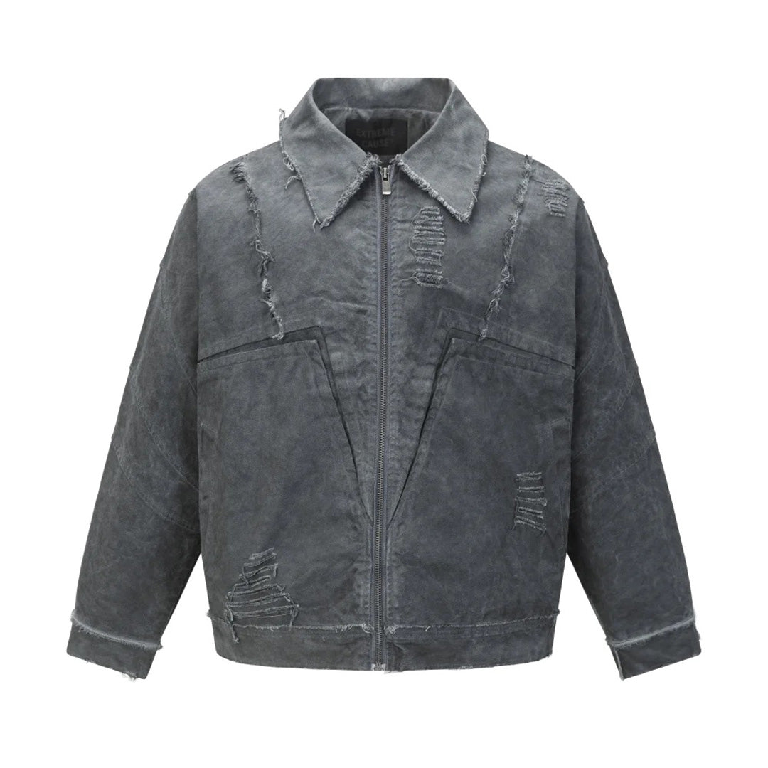 Patchwork Cargo Denim Jakke