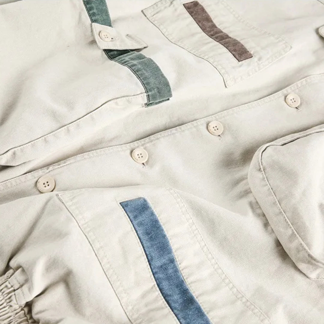 Patchwork Cargo Denim Jakke