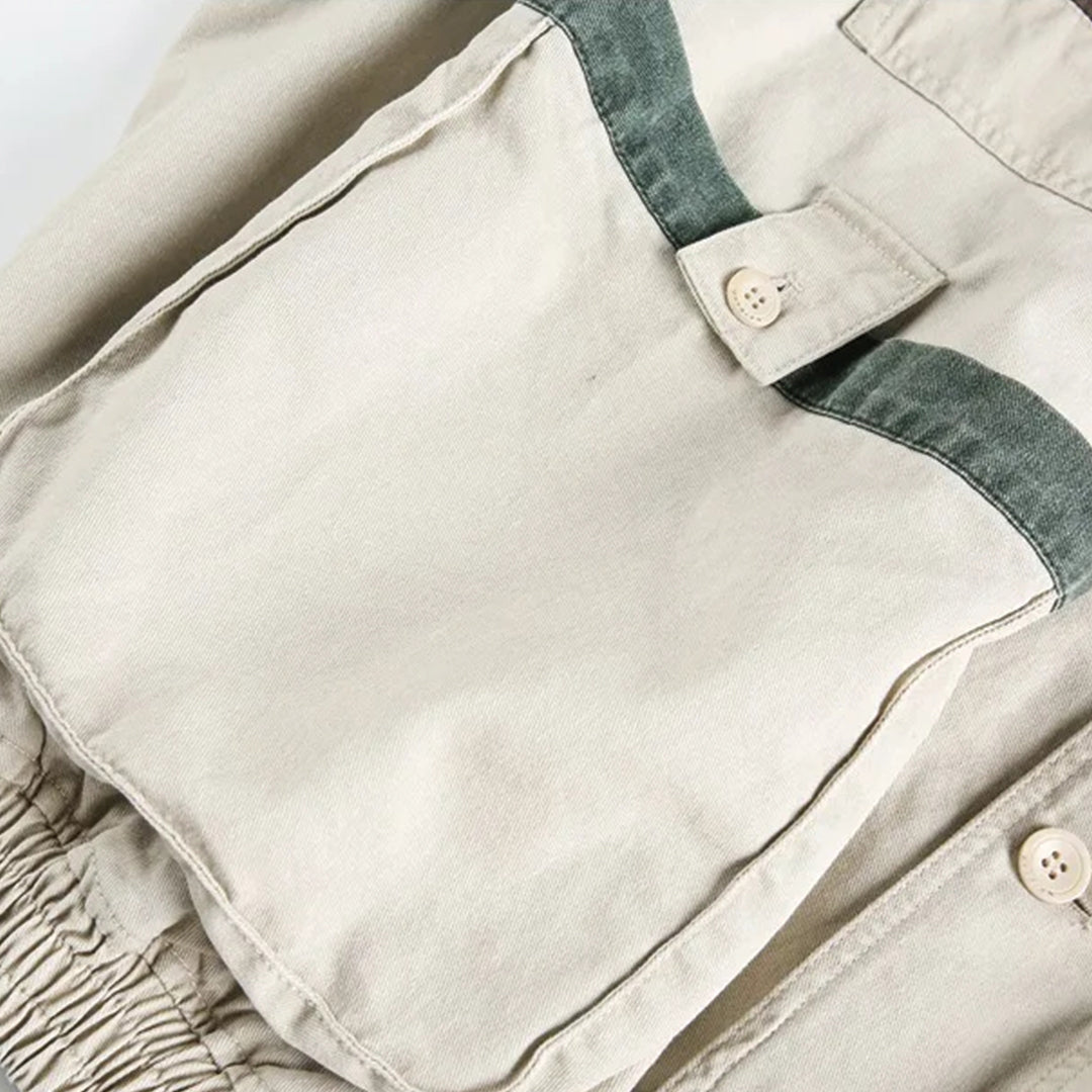 Patchwork Cargo Denim Jakke