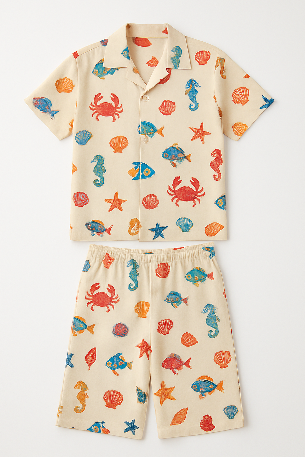 "Sardinia" Fish Print Shirt & Pants Set