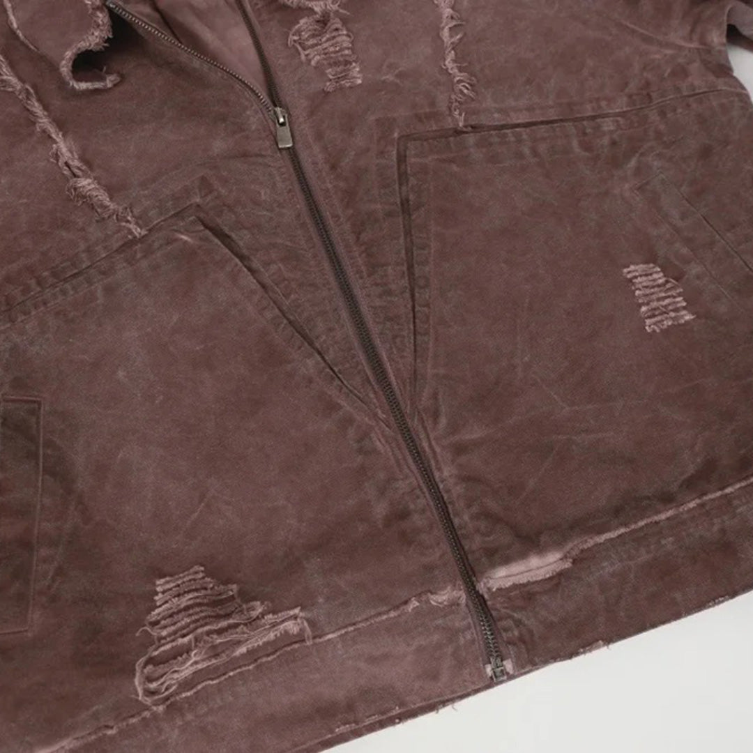 Patchwork Cargo Denim Jakke