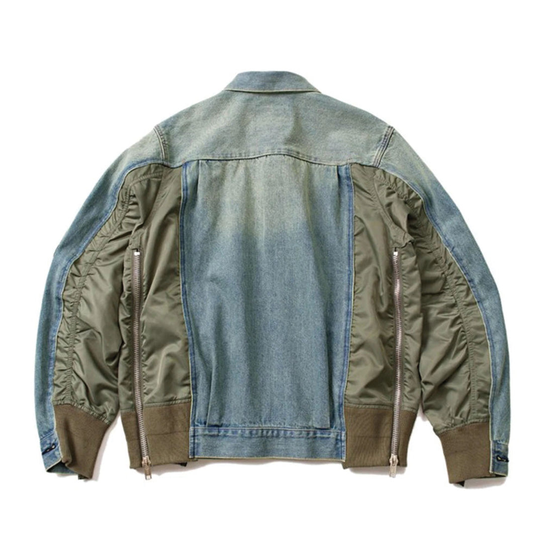 Patchwork Cargo Denim Jakke