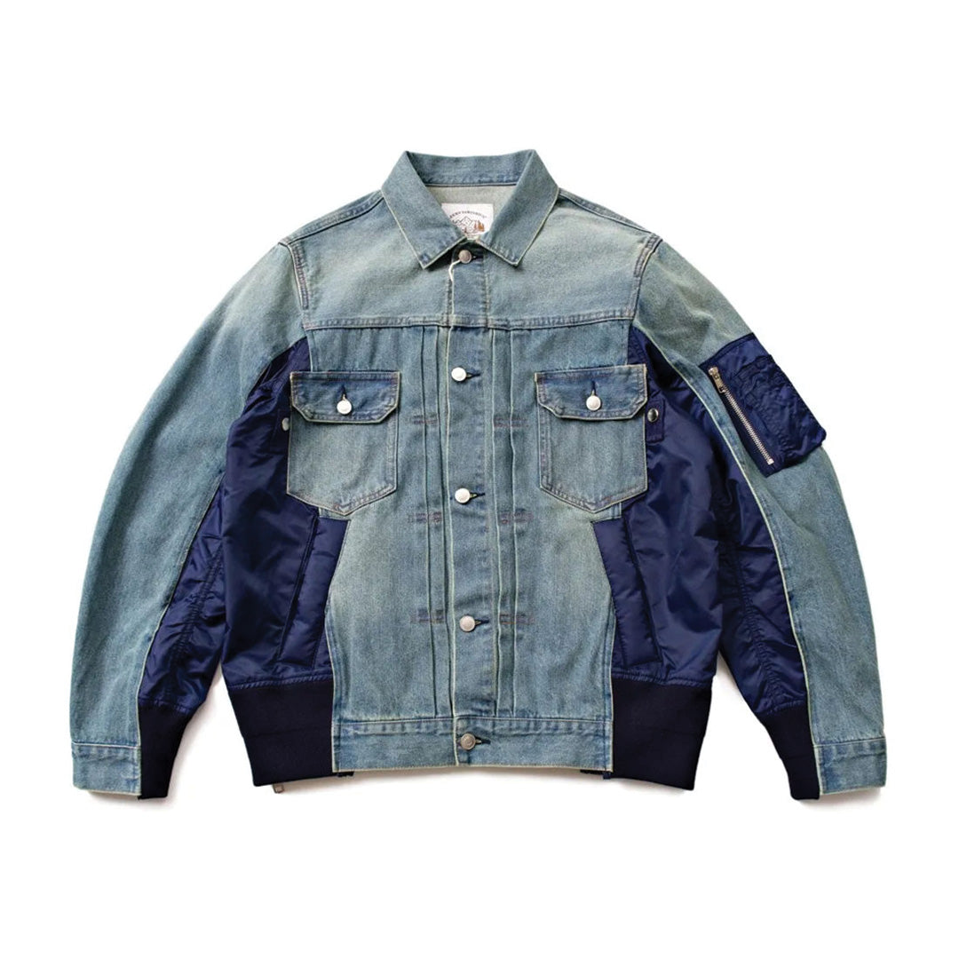 Patchwork Cargo Denim Jakke