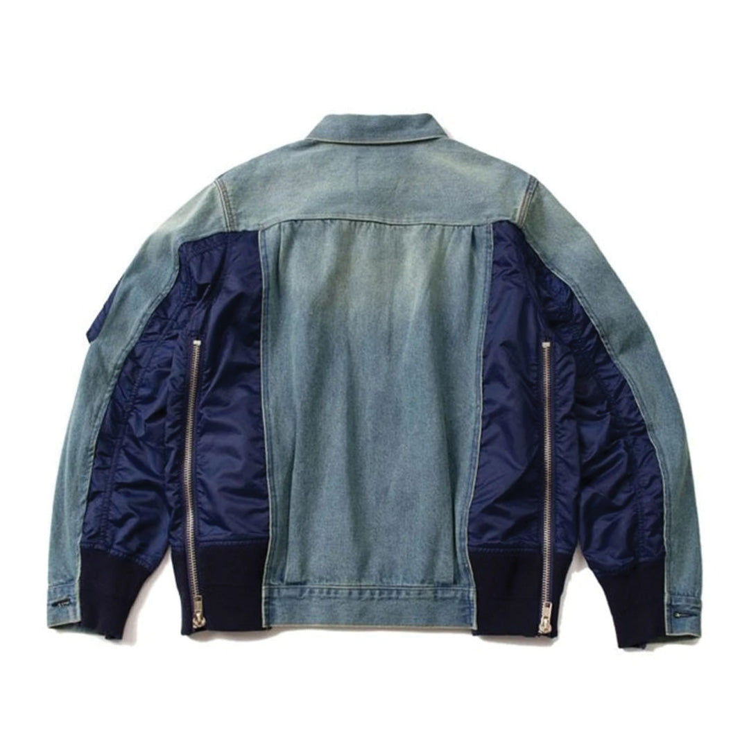 Patchwork Cargo Denim Jakke