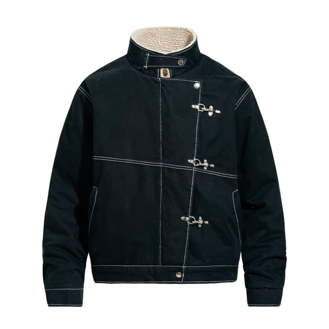 Patchwork Denim Cargo Jakke