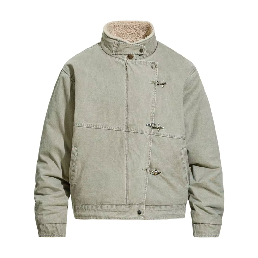 Patchwork Denim Cargo Jakke