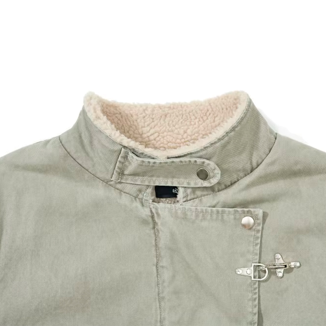 Patchwork Denim Cargo Jakke