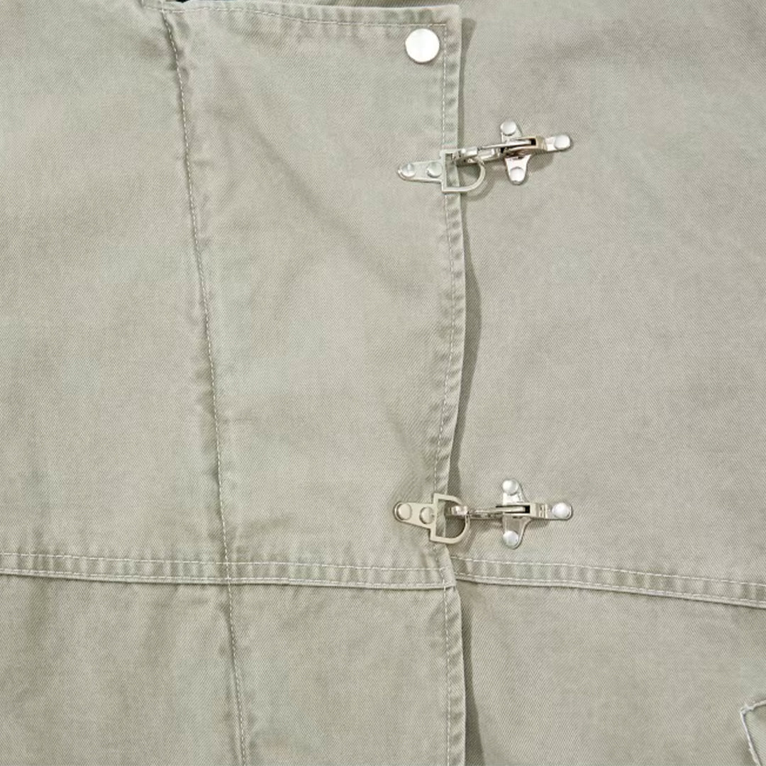 Patchwork Denim Cargo Jakke