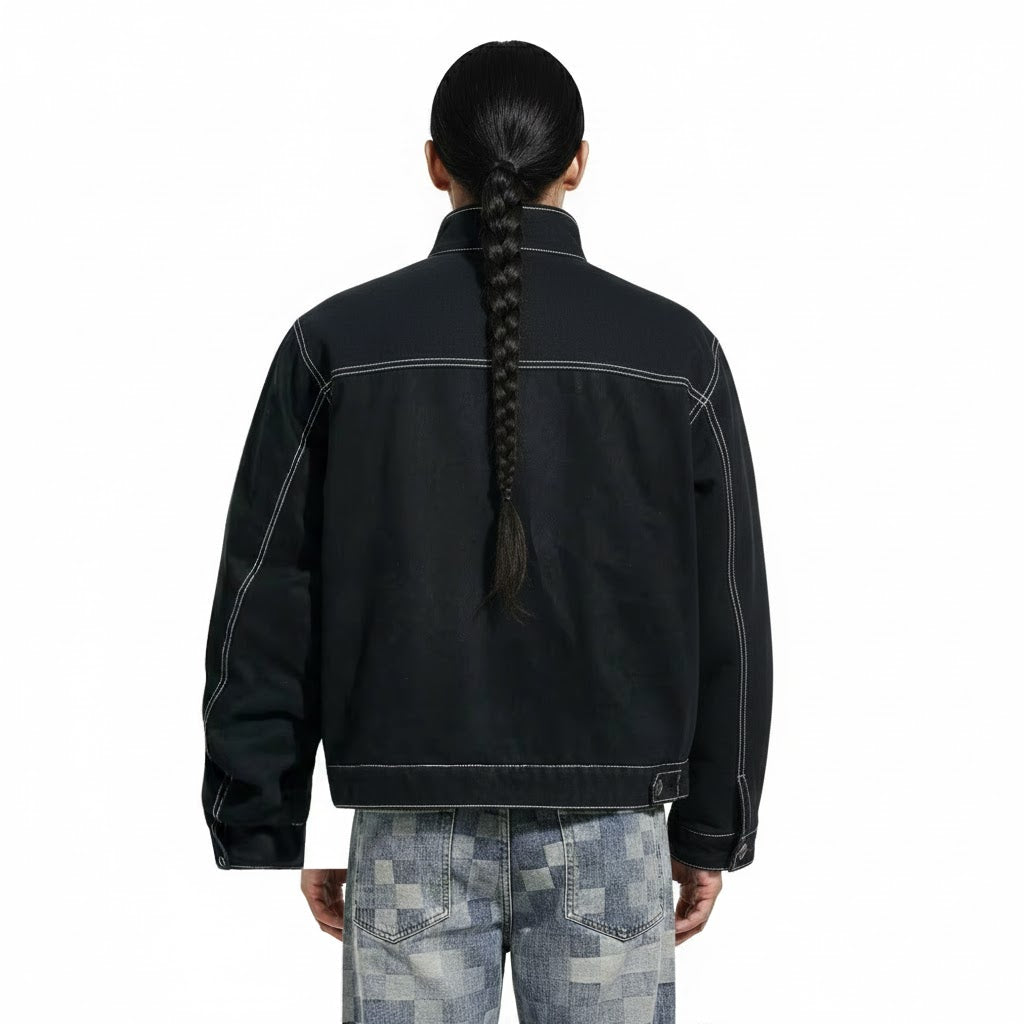 Patchwork Denim Cargo Jakke