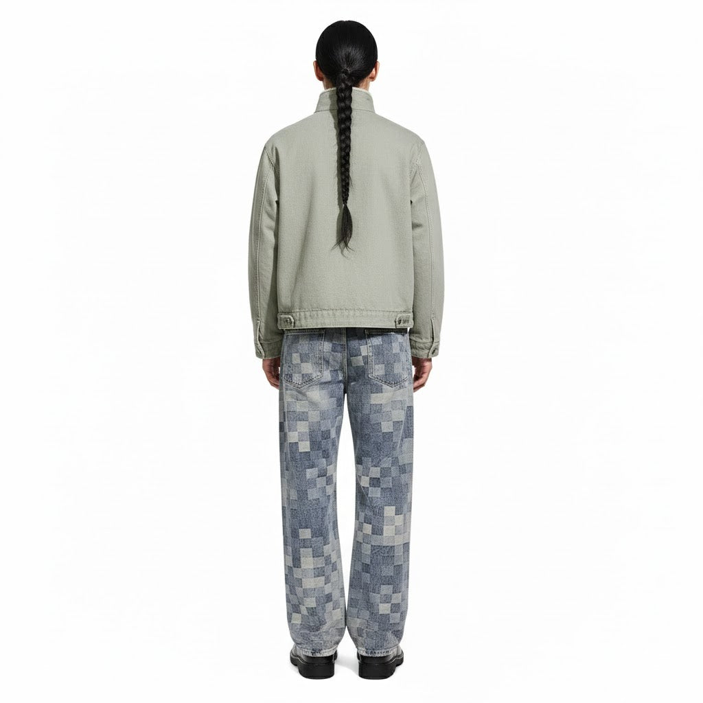 Patchwork Denim Cargo Jakke