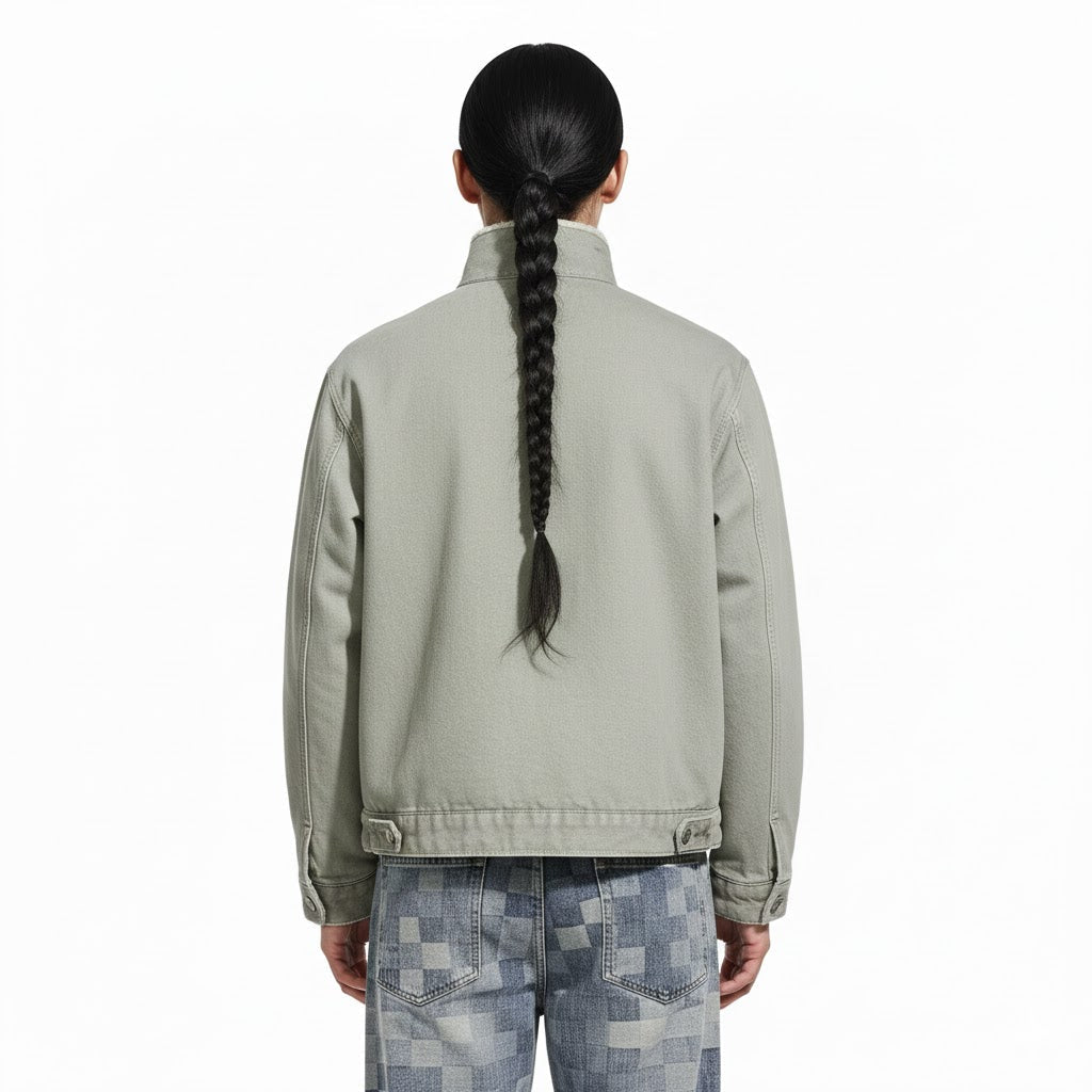 Patchwork Denim Cargo Jakke