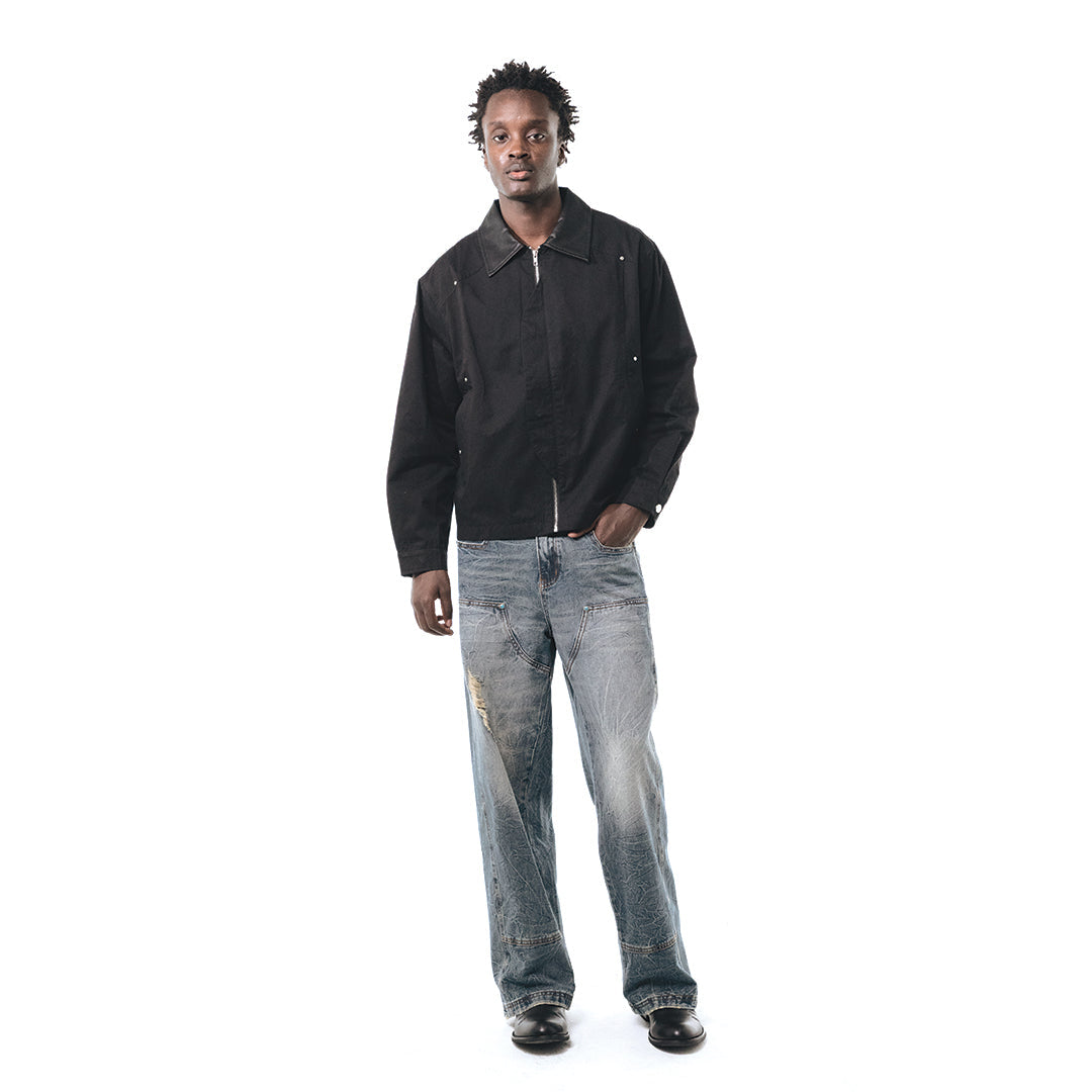 Patchwork Cargo Denim Jakke