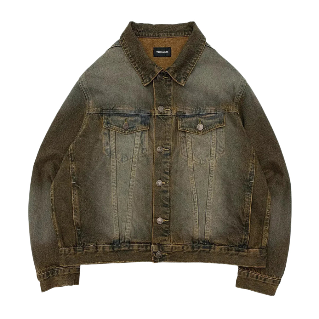 Patchwork Cargo Denim Jakke