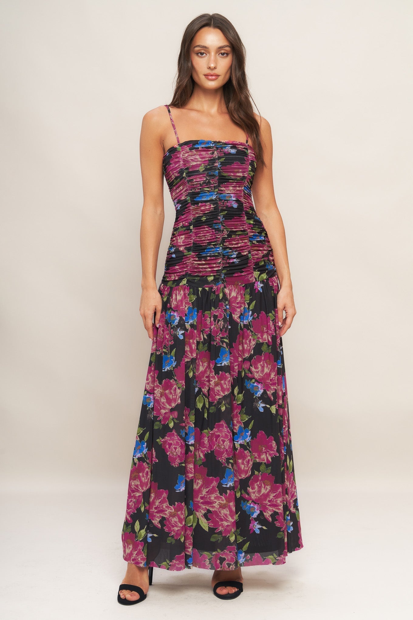 Night Florist Power-Mesh Maxikjole