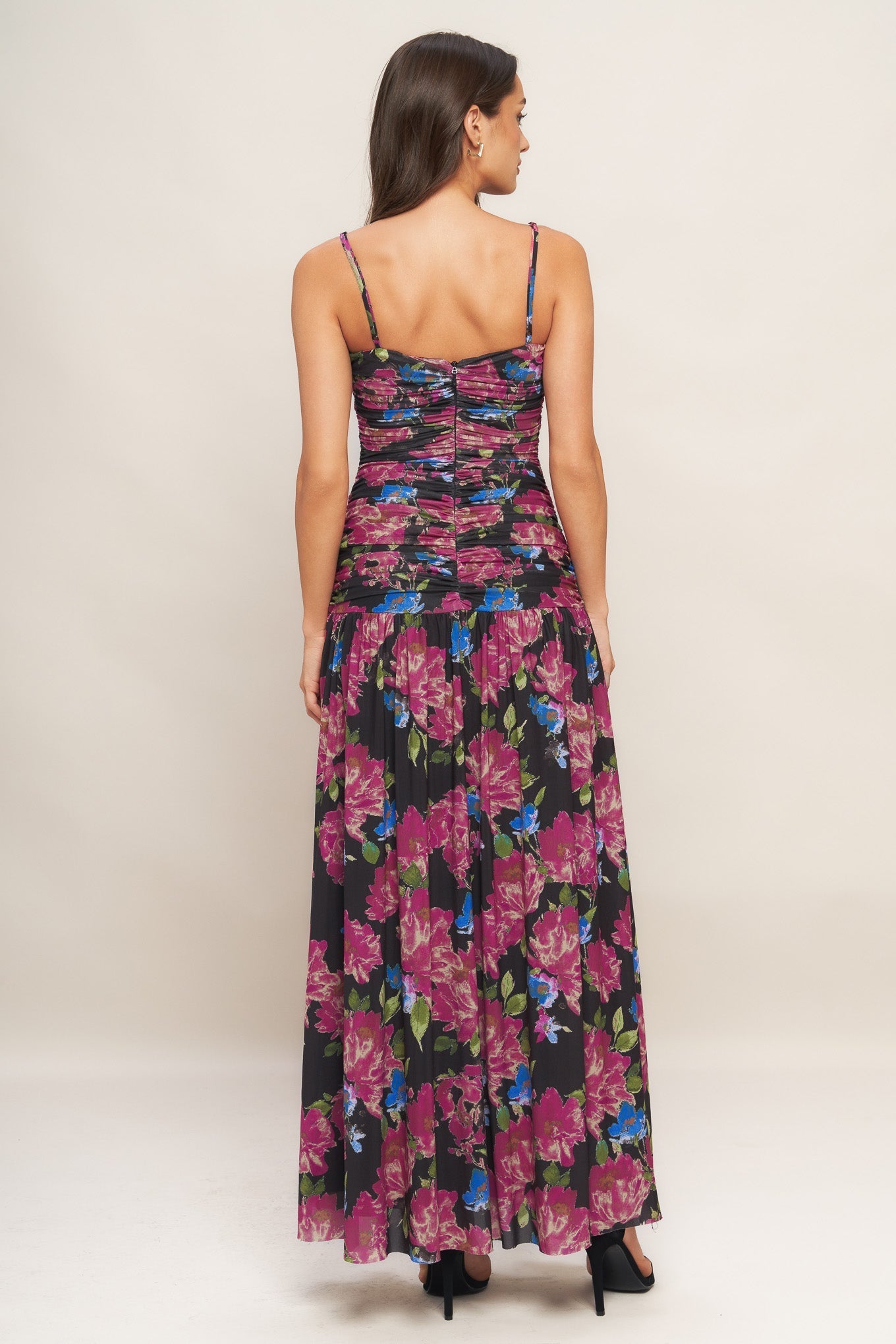 Night Florist Power-Mesh Maxikjole