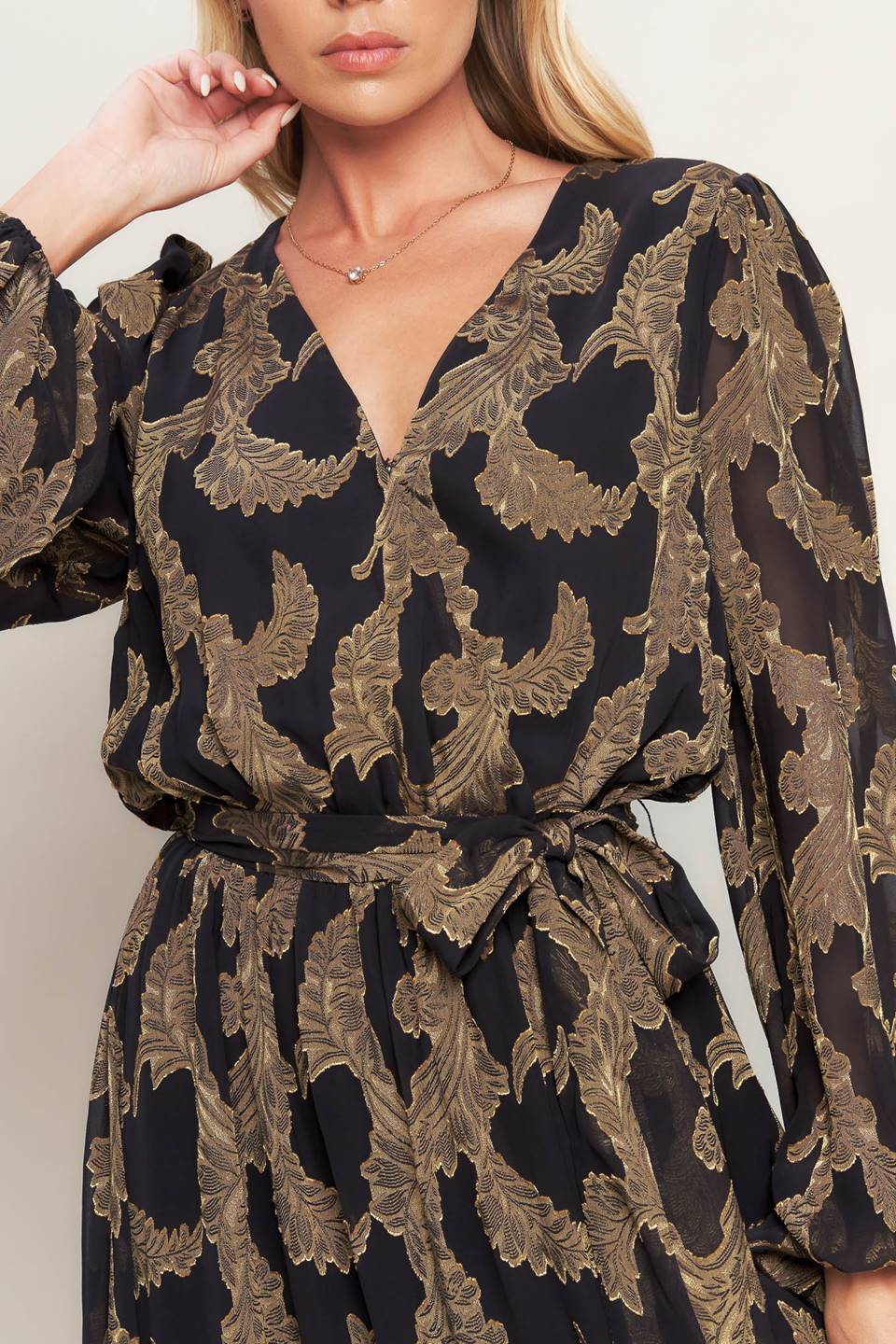 Midnight Moss Jacquard Vævet Maxikjole