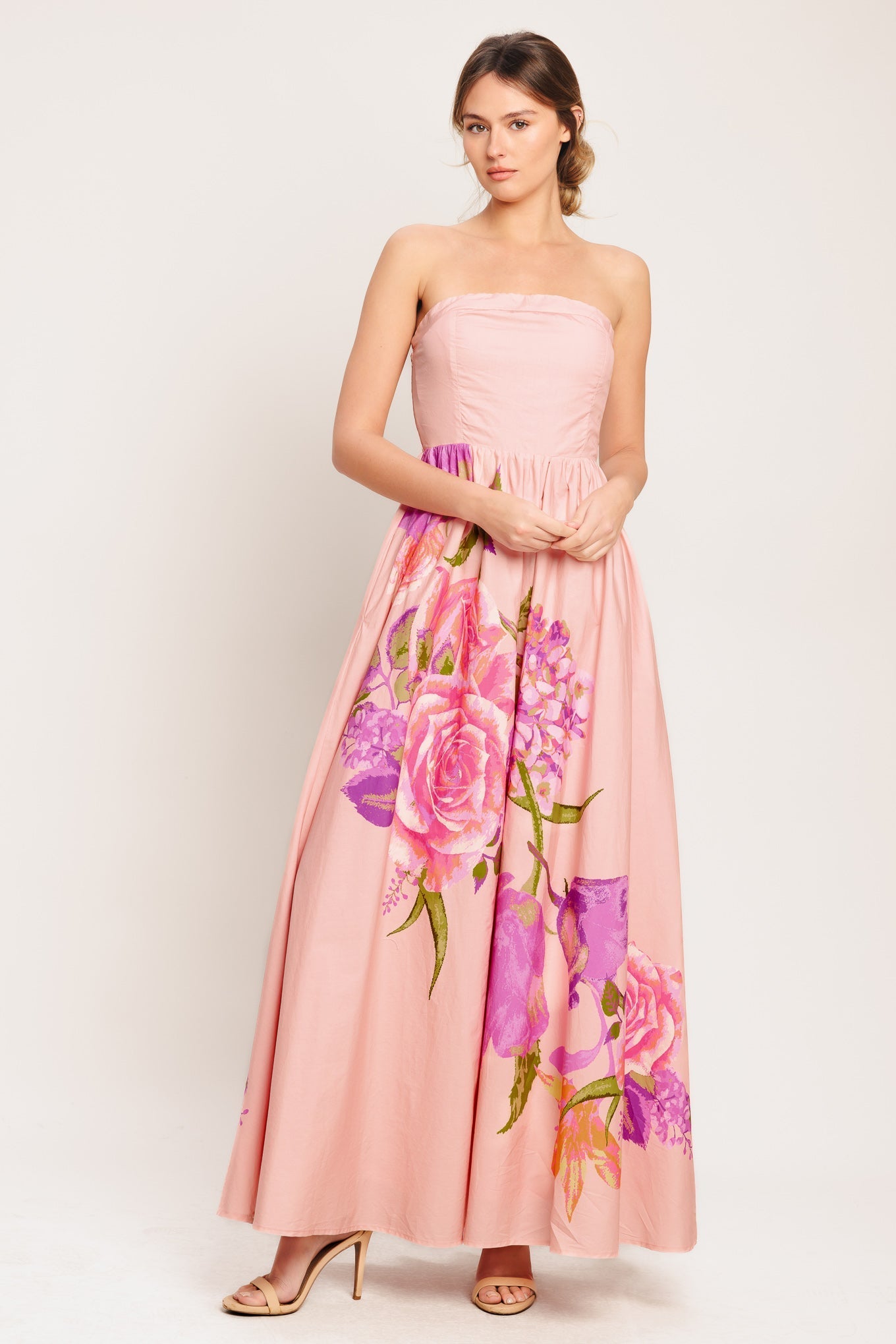 Rozen Serenade Geweven Maxi Jurk