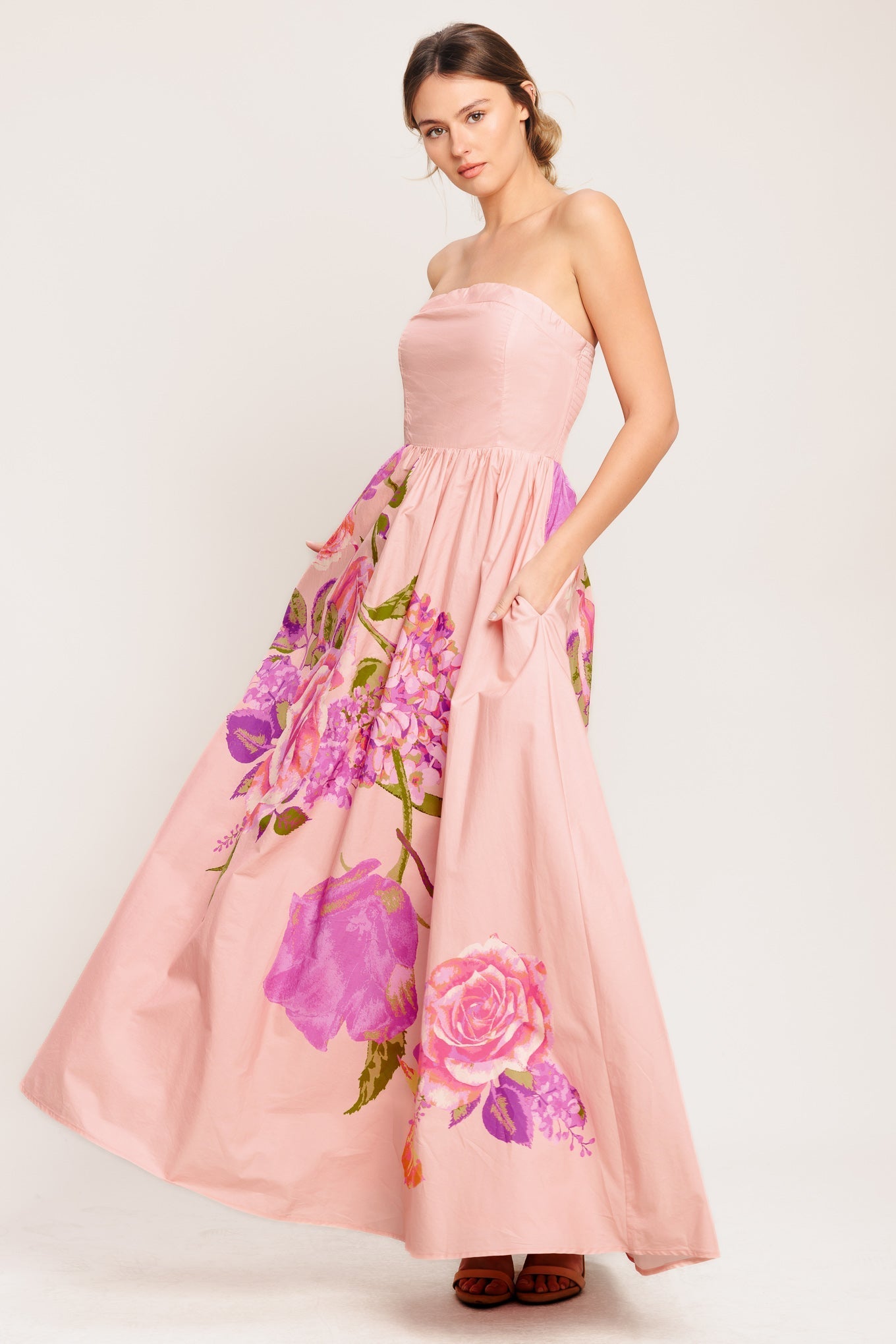 Rozen Serenade Geweven Maxi Jurk