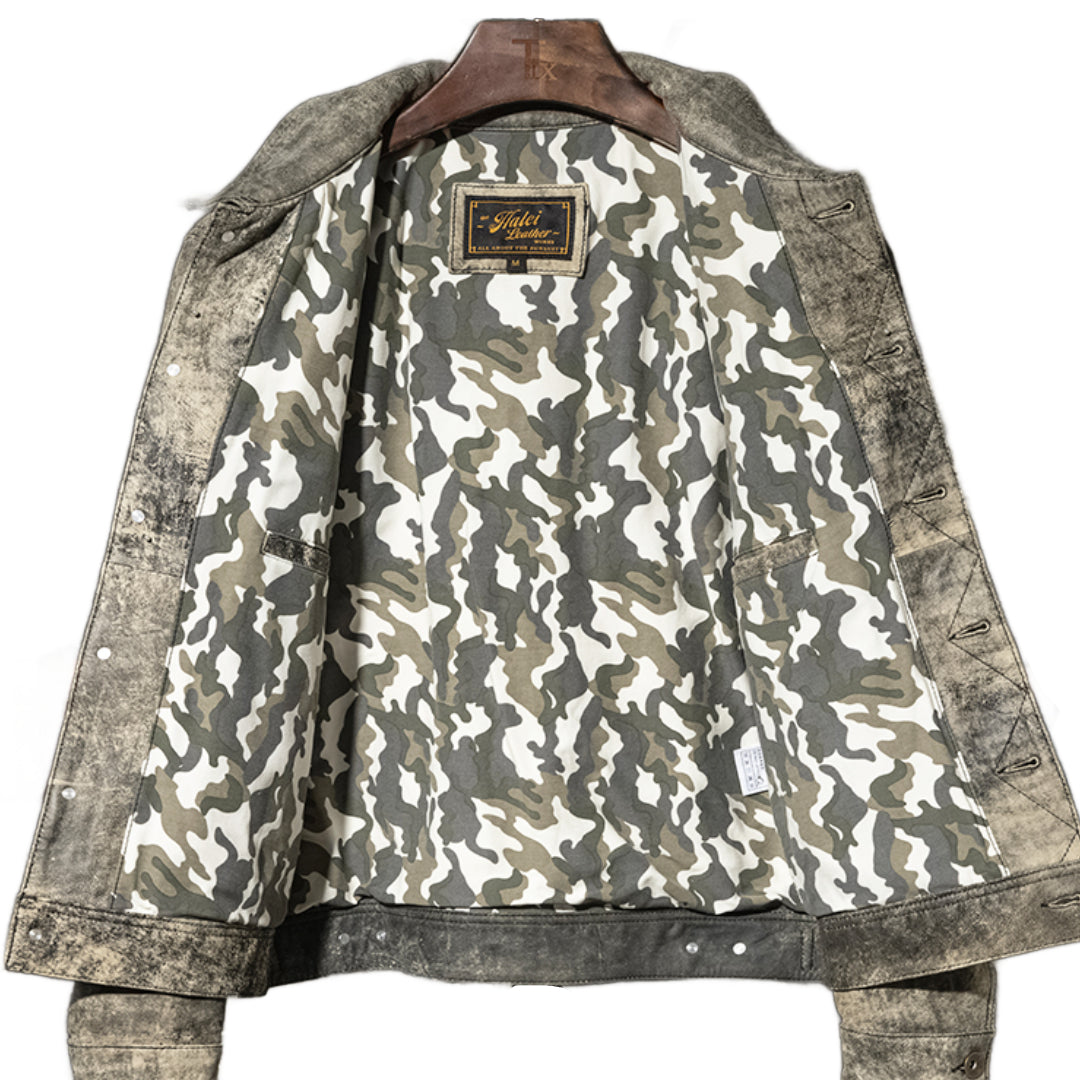 Læder Camo Jakke