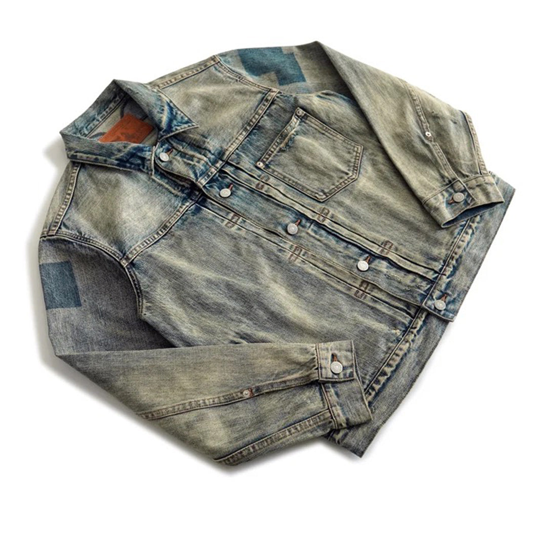 Patchwork Cargo Denim Jakke