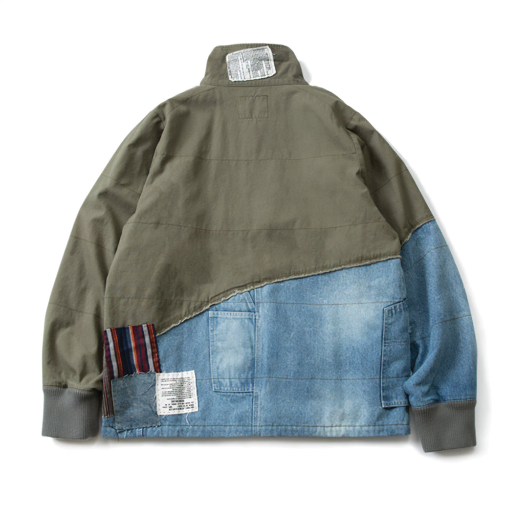 Patchwork Cargo Denim Jakke