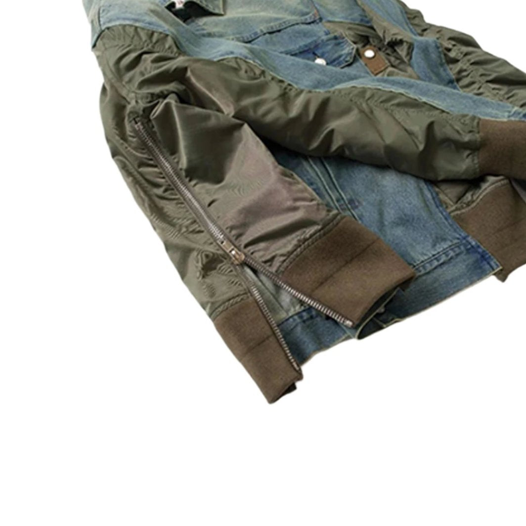 Patchwork Cargo Denim Jakke