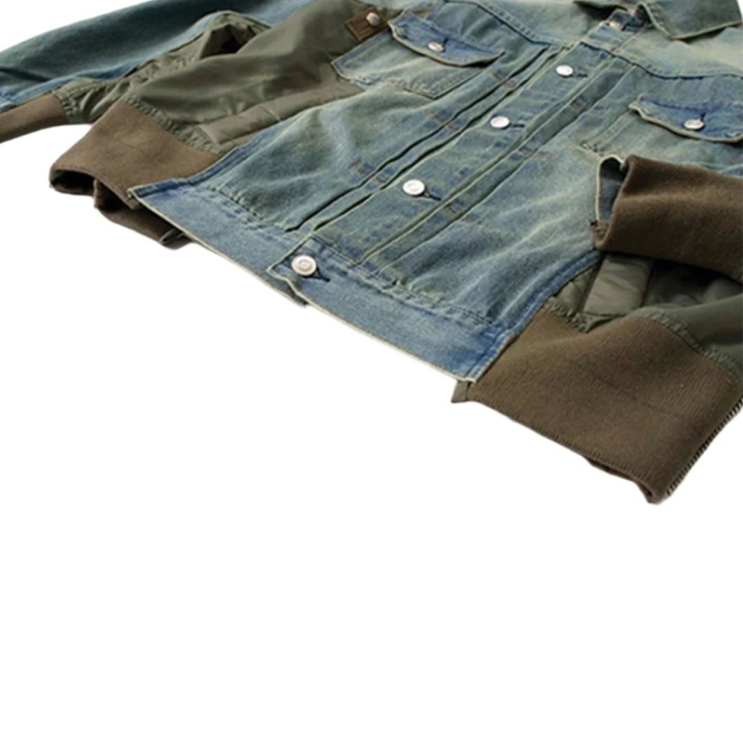 Patchwork Cargo Denim Jakke