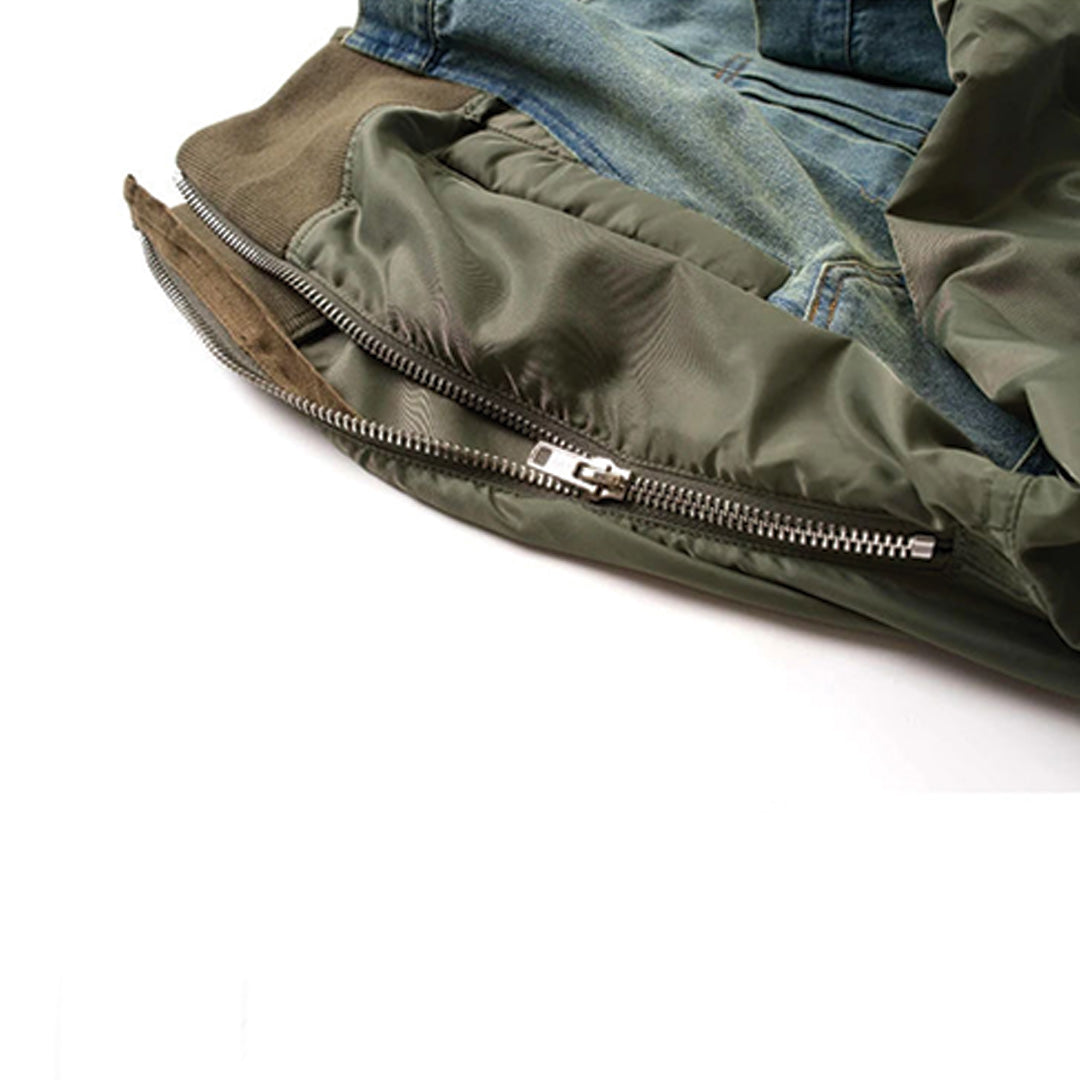 Patchwork Cargo Denim Jakke