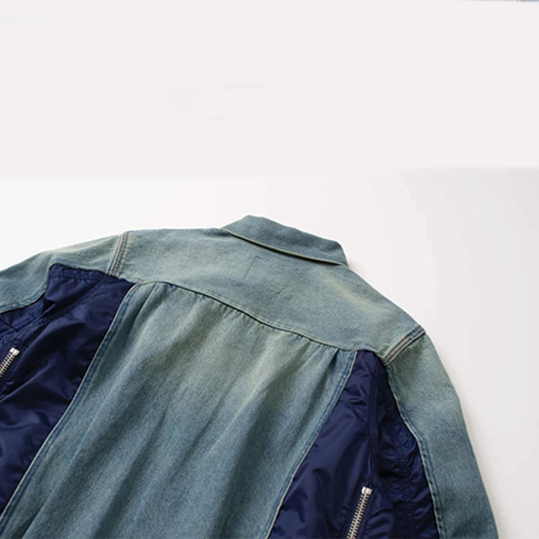 Patchwork Cargo Denim Jakke