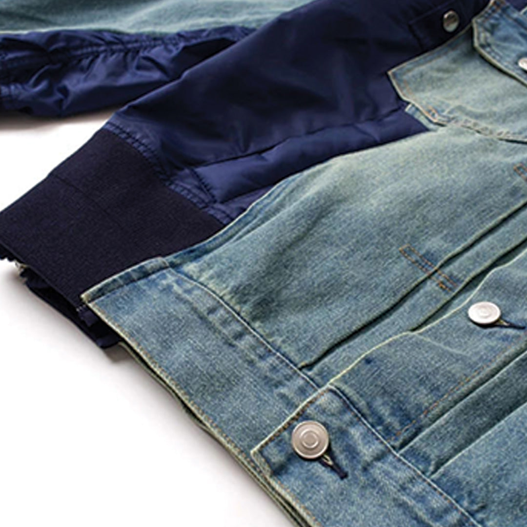 Patchwork Cargo Denim Jakke
