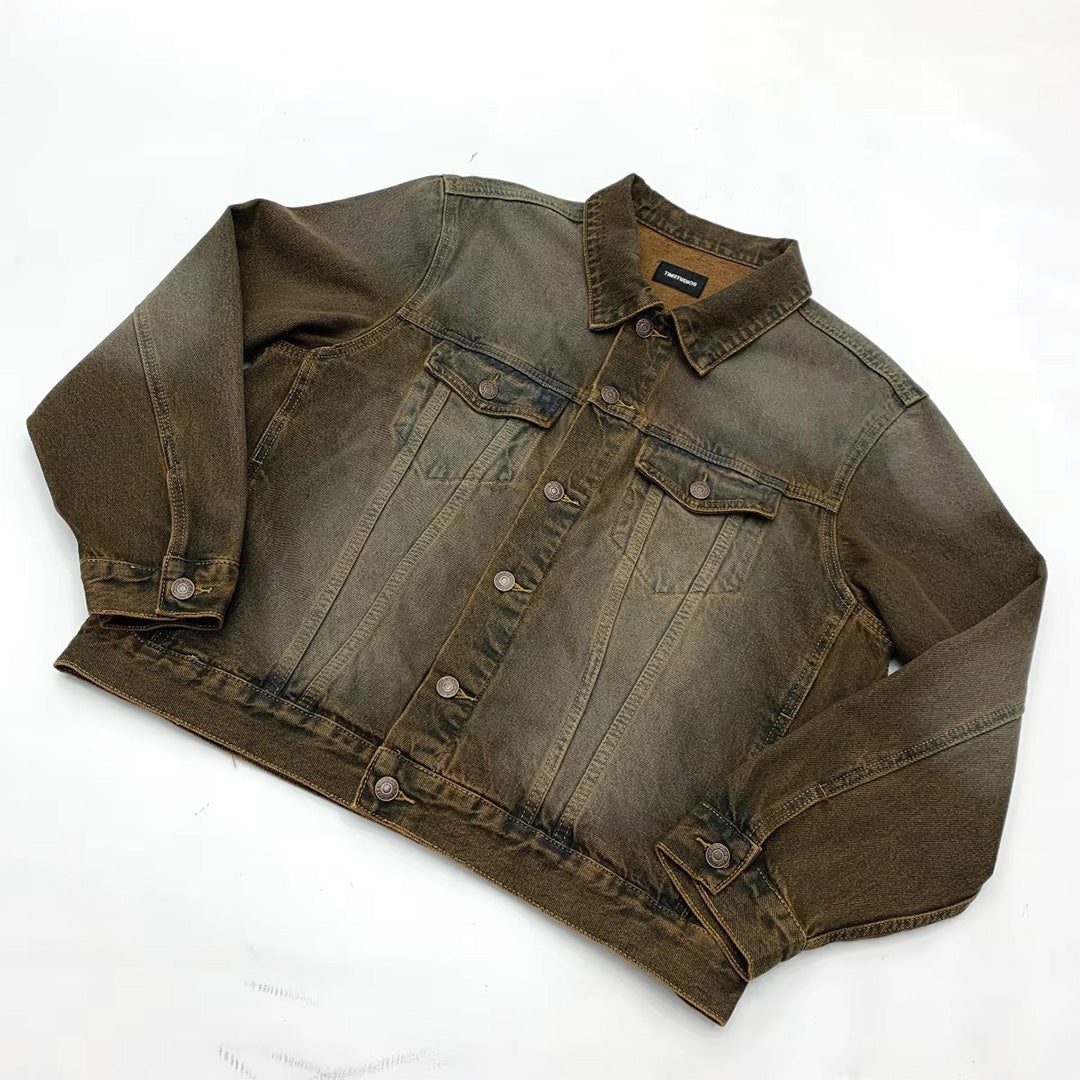 Patchwork Cargo Denim Jakke