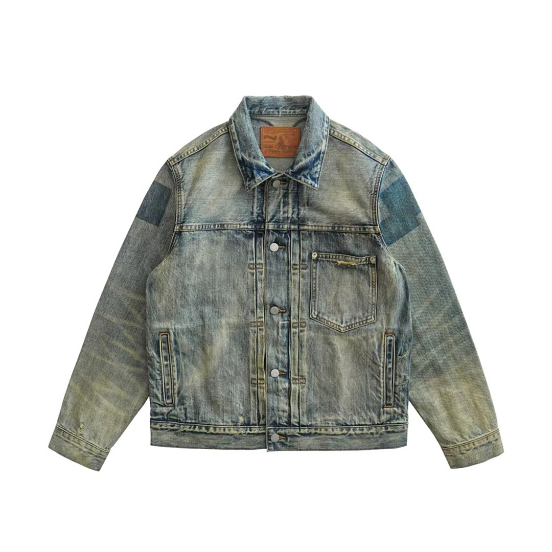 Patchwork Cargo Denim Jakke