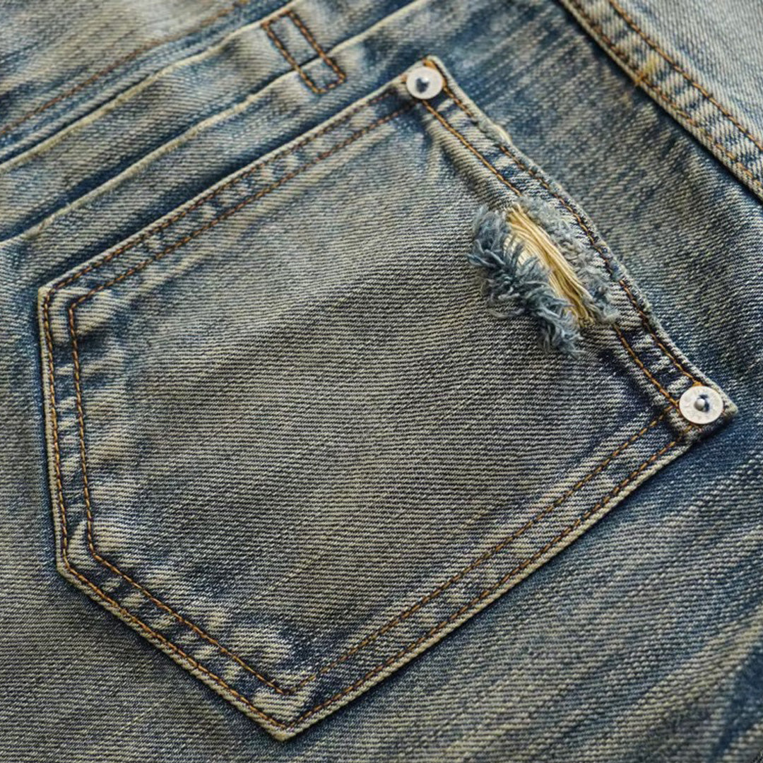 Patchwork Cargo Denim Jakke