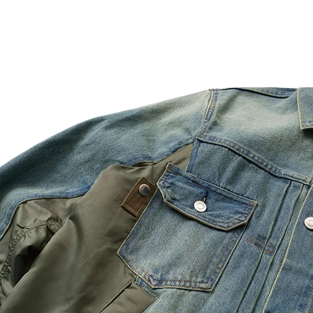 Patchwork Cargo Denim Jakke