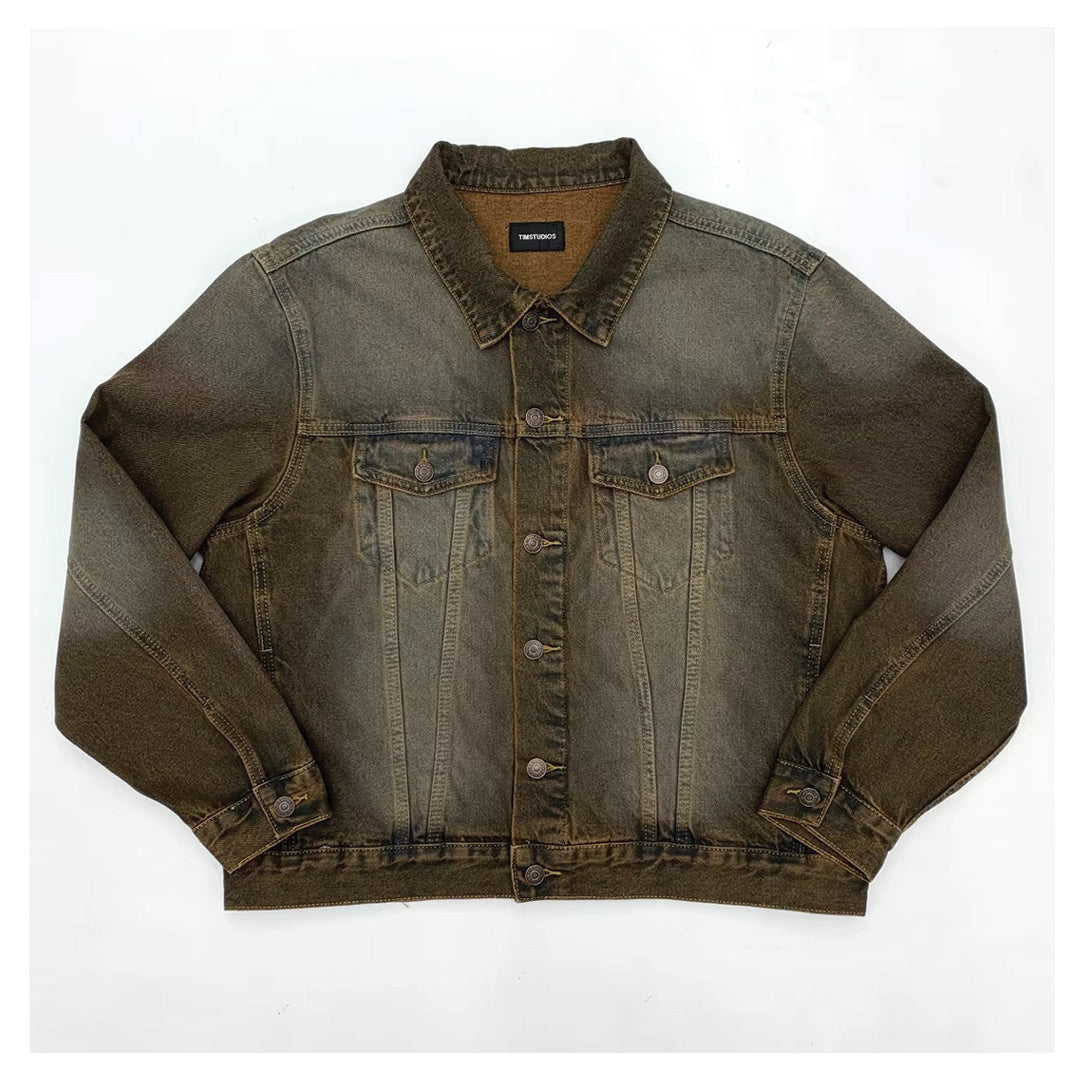 Patchwork Cargo Denim Jakke