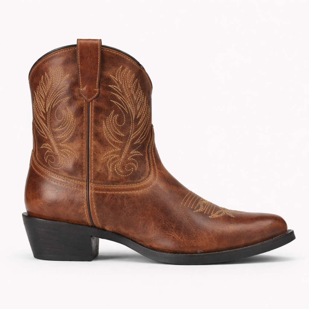 Dames Bruine Snip Toe Enkellaarsjes - Western Stijl