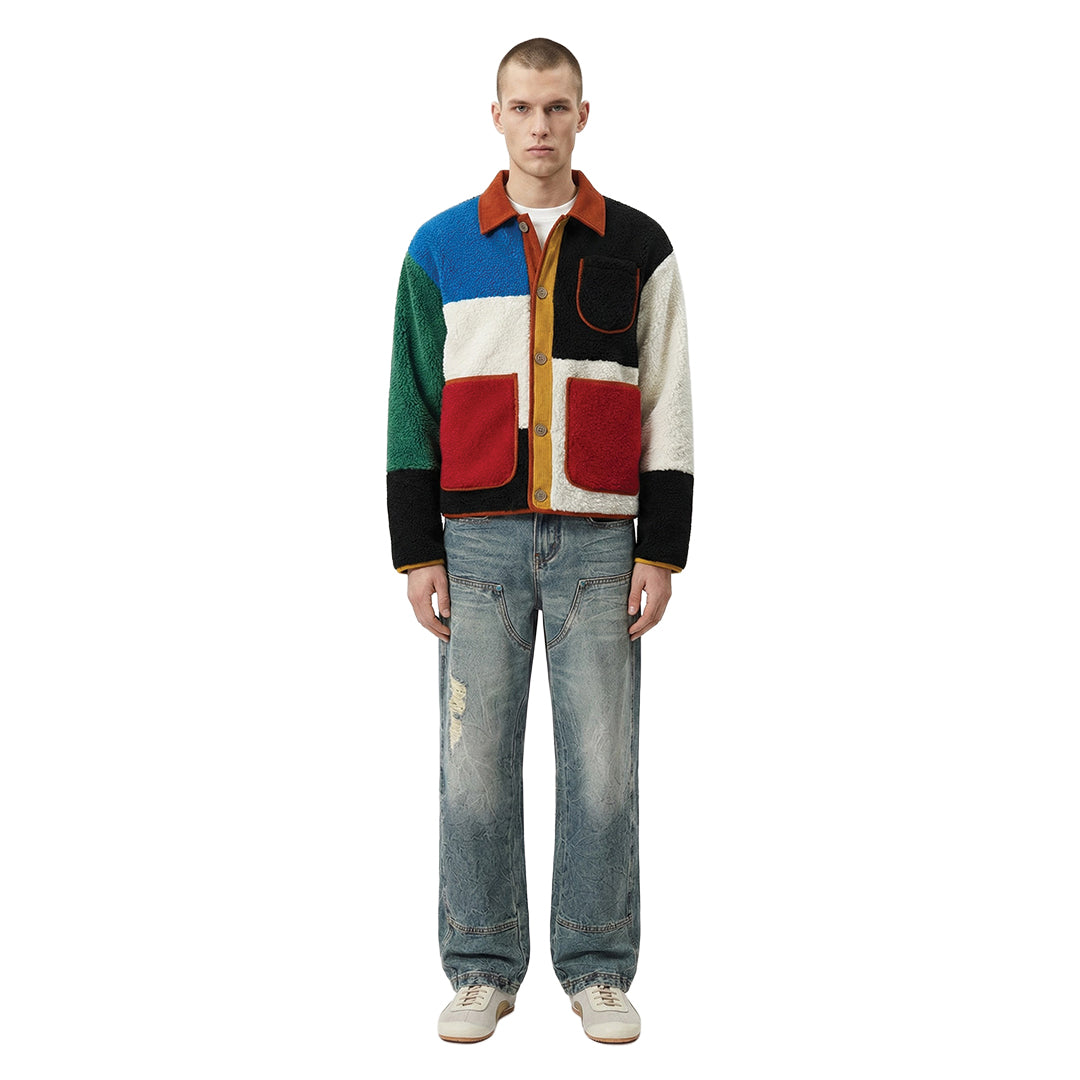 Patchwork Cargo Denim Jakke