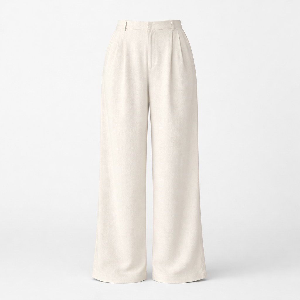 Dames Witte Wijde Pantalon - Gestructureerd