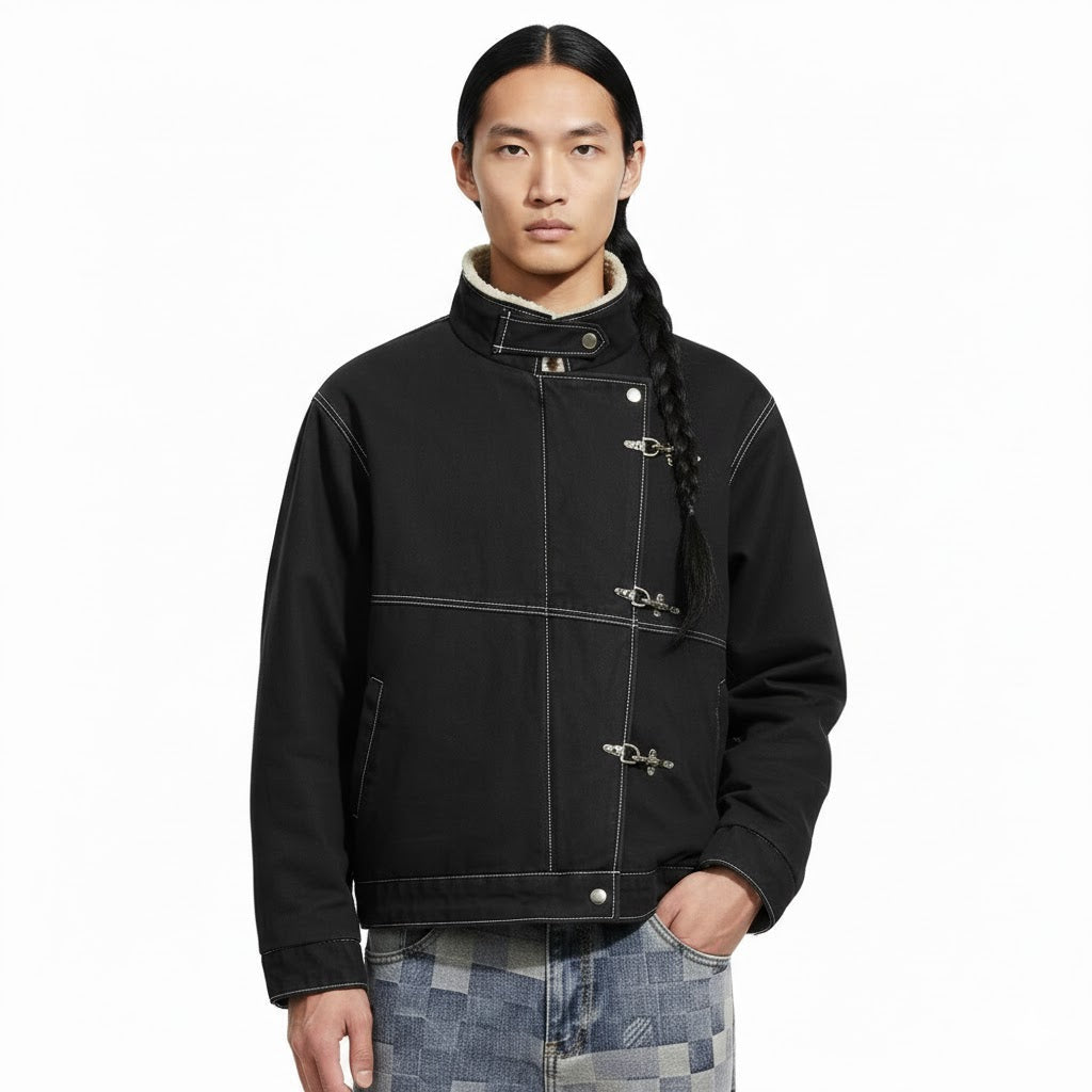 Patchwork Denim Cargo Jakke