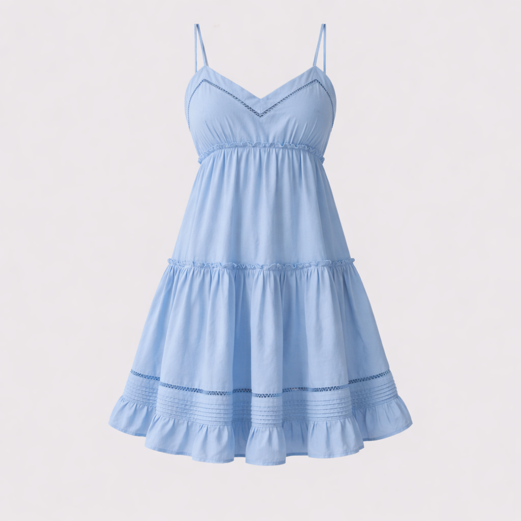 Dames Ruffle Tier Mini Jurk - Ontspannen Pasvorm