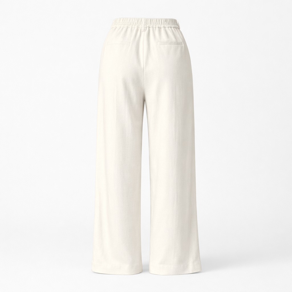 Dames Witte Wijde Pantalon - Gestructureerd