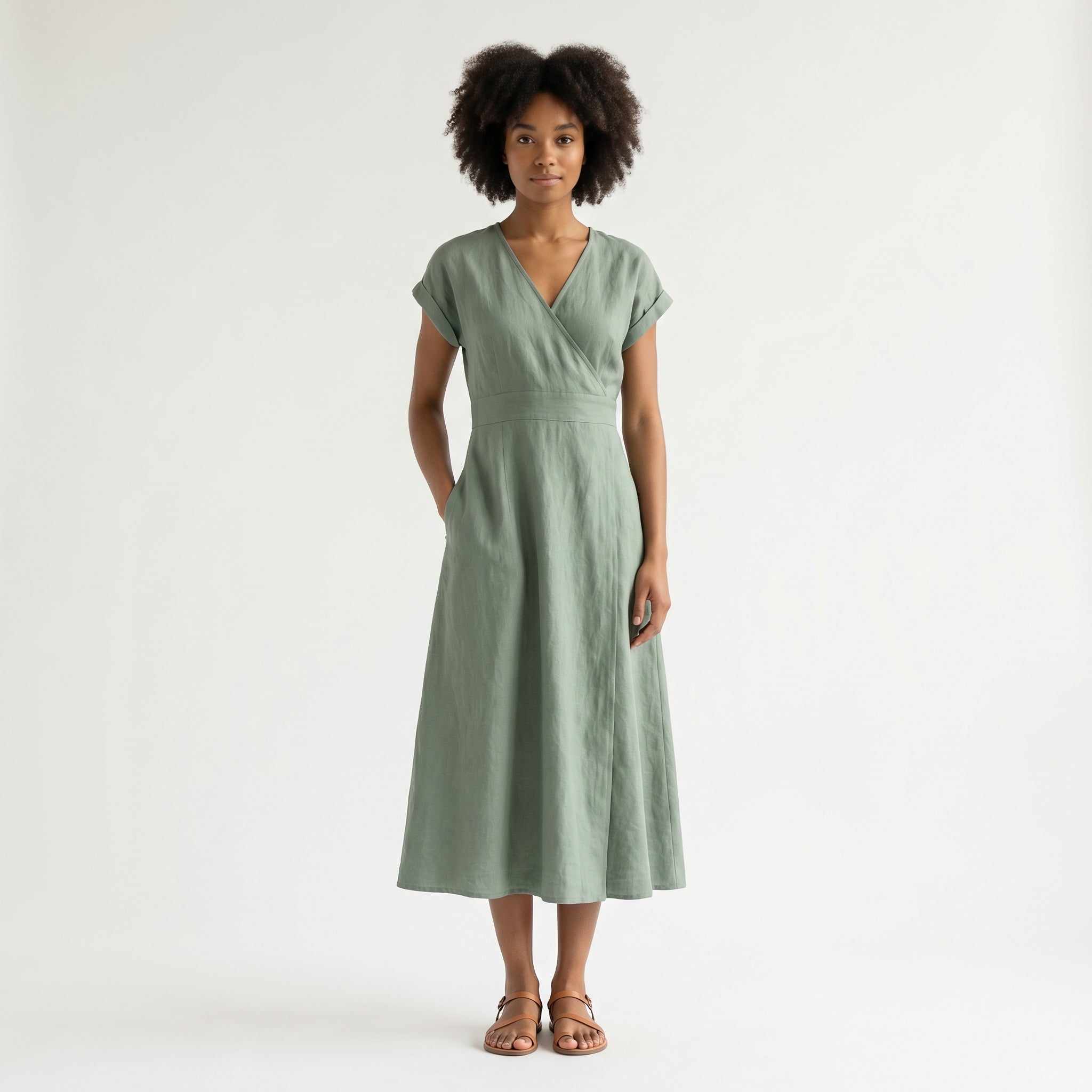 "Easy Breezy" Cross-Front Midi Dress