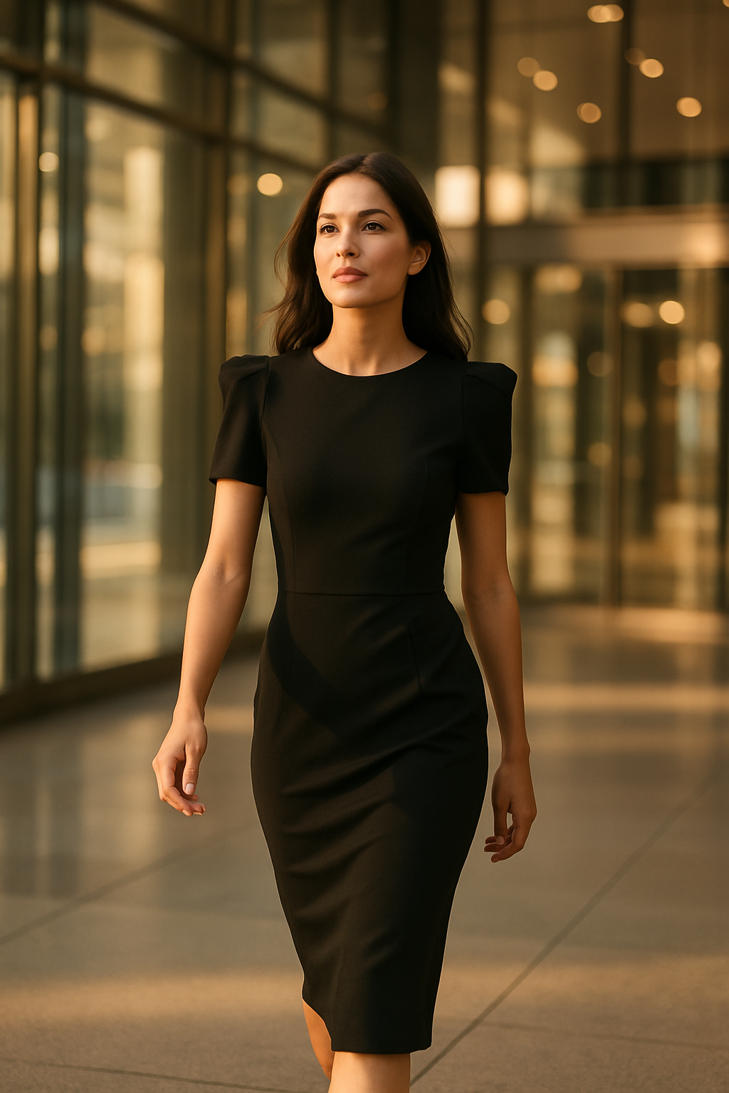 "Boss Babe" Structured Shoulder Midi Dress