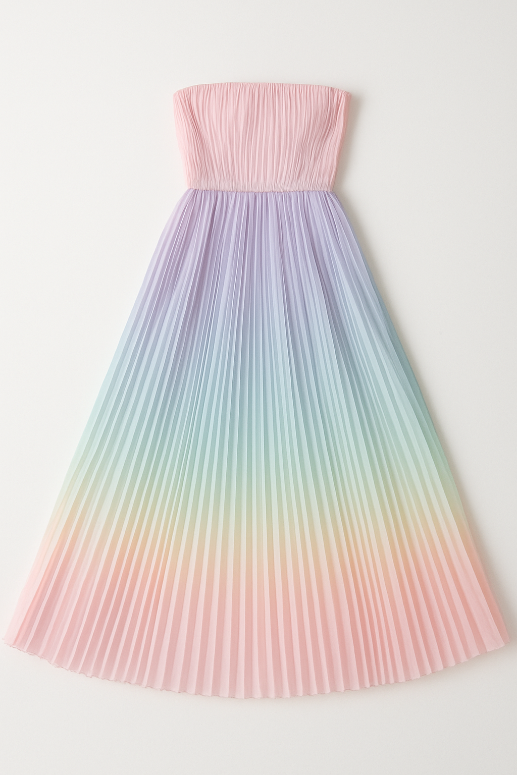 Prismatic Strapless Pleated Maxi Dress - Flat Lay