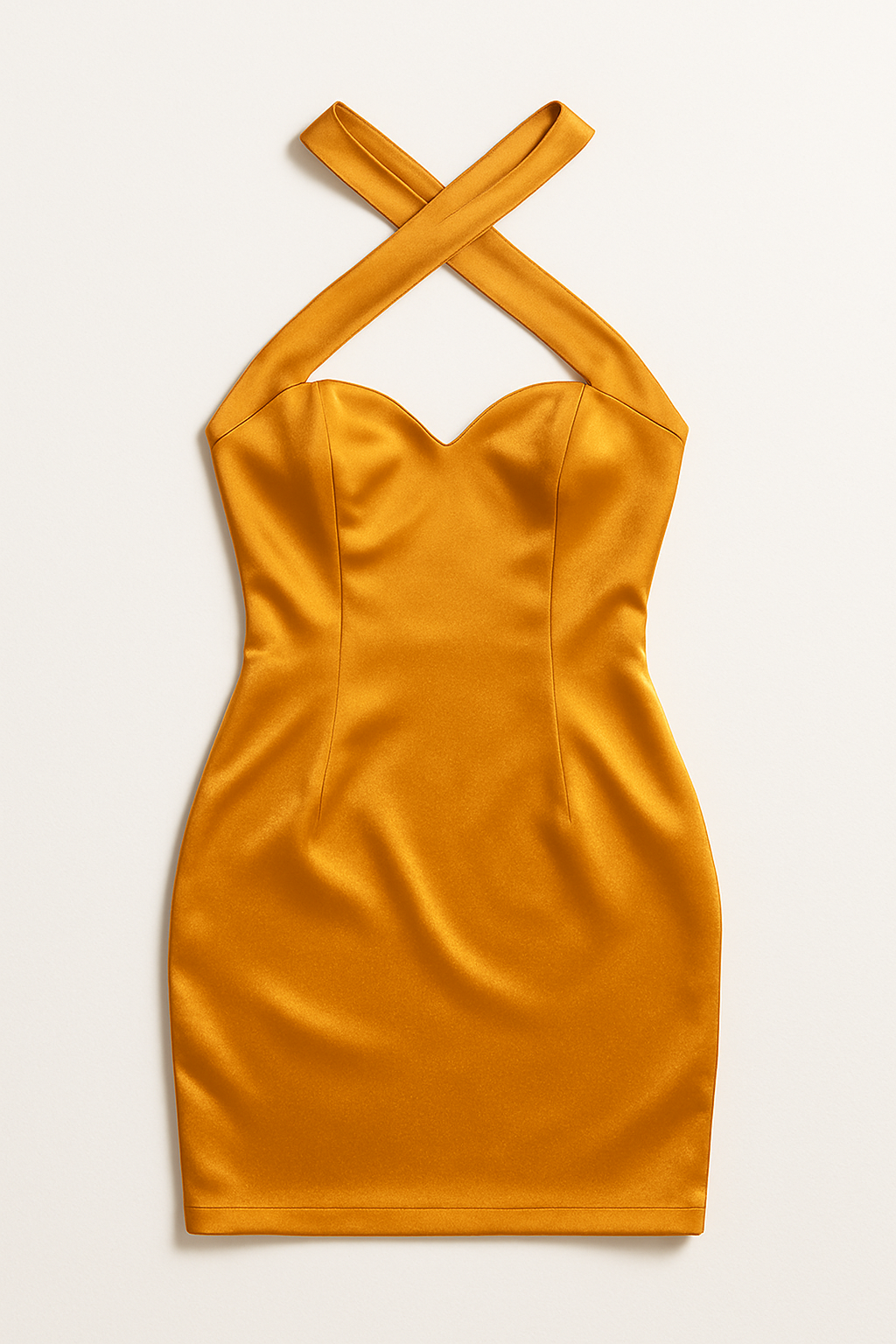 Golden Hour Halter Mini Dress - Flat Lay