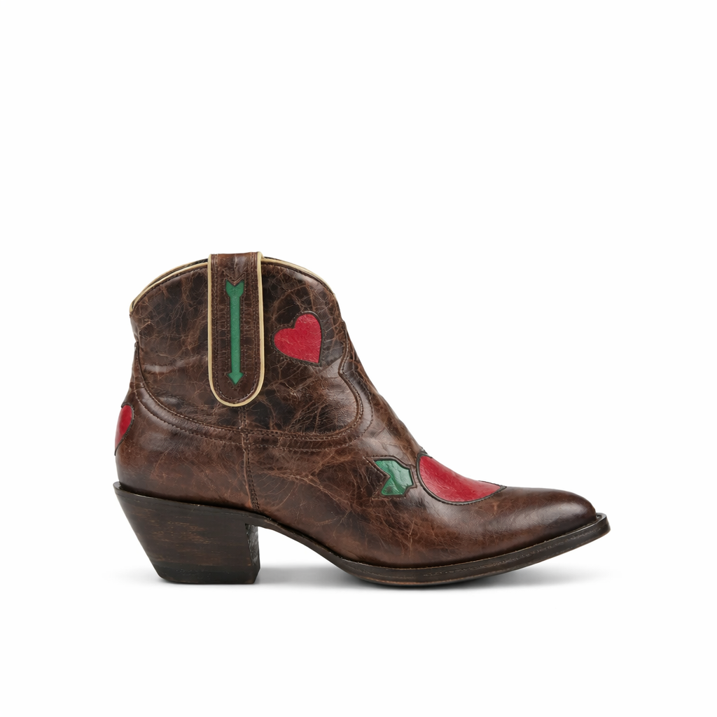 Dames Donkerbruine Western Enkellaarsjes - Amandel Neus